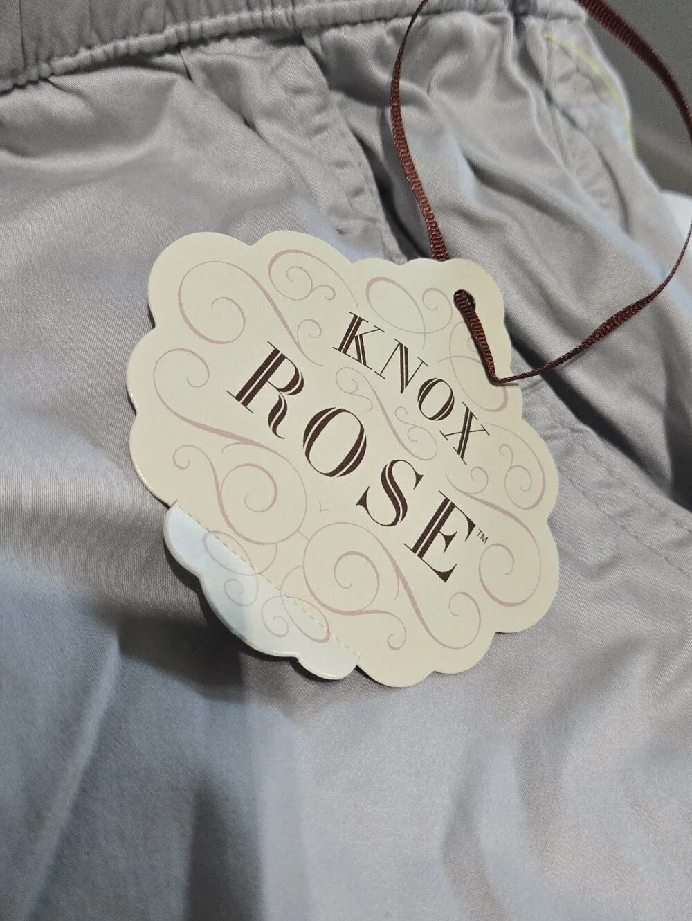 Knox Rose Light Gray Elastic Waist Jogger Pants Boho Cottagecore Baggy Lightweig